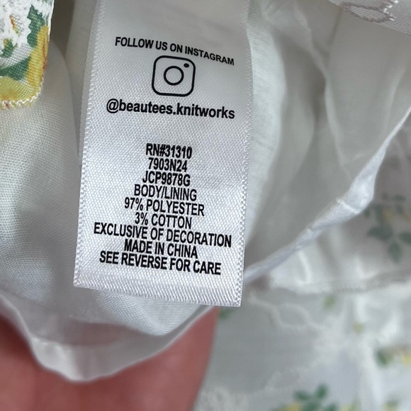 Girls Knit Works Yellow Rose Eyelet Floral Tiered A-Line Ruffled Dress Size 12 - Picture 7 of 16